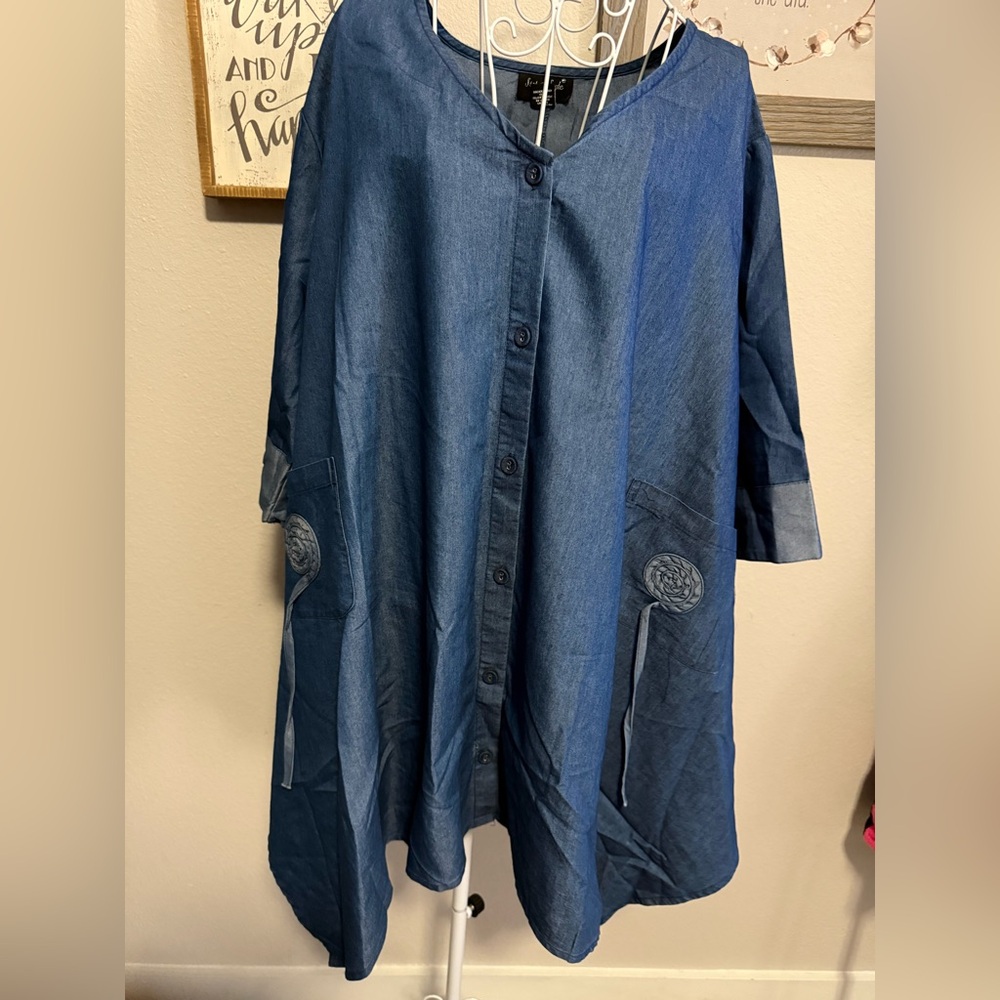 Casual Denim Button-Down Women's Shirt